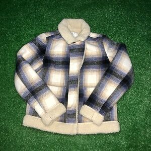 Plaid Women’s Jacket with Shearling Collar